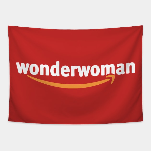 Wonder Woman, Amazon Princess (white type) - Amazon logo parody Tapestry by TSHIRTS 1138