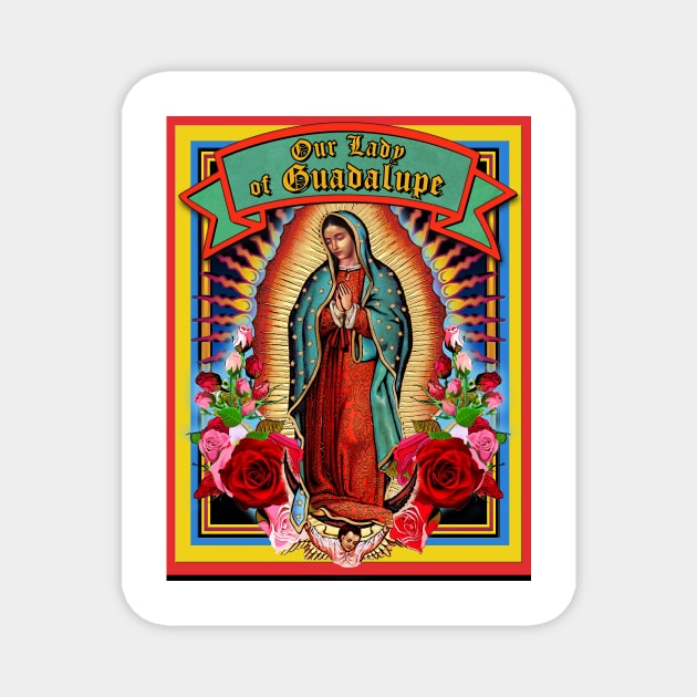 Guadalupe Virgin Mary Milagro Holy Card Magnet by Cabezon