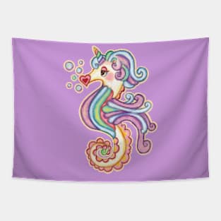 unicorn rainbow seahorse Tapestry