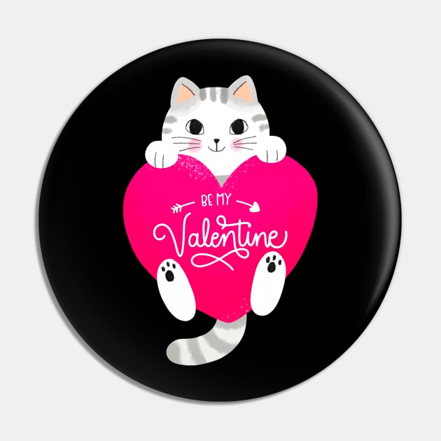 Be My Valentine Funny Valentines Day Cat Pin by starryskin