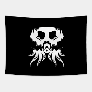 Black spooky skull octopus vector illustration Tapestry