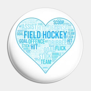 Field Hockey Heart Blue Pin