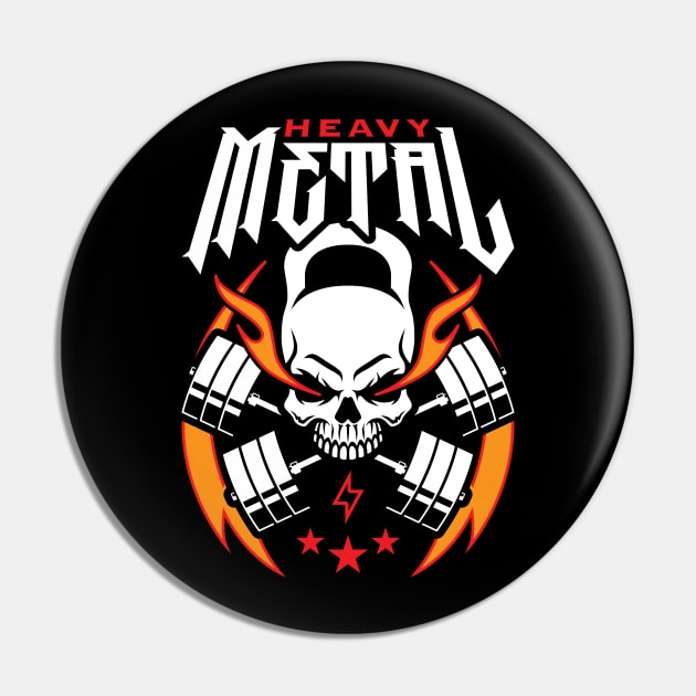 Heavy Metal (Kettlebell Skull Cross Barbell) Red Blaze Pin by brogressproject