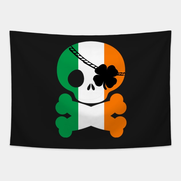 Cute Skull and Crossbones St. Patty's Day Pirate T-Shirt Tapestry by gillys