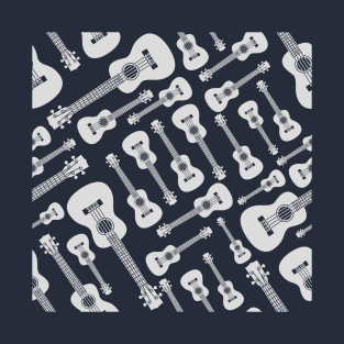 Ukulele Seamless Pattern Dark Theme T-Shirt