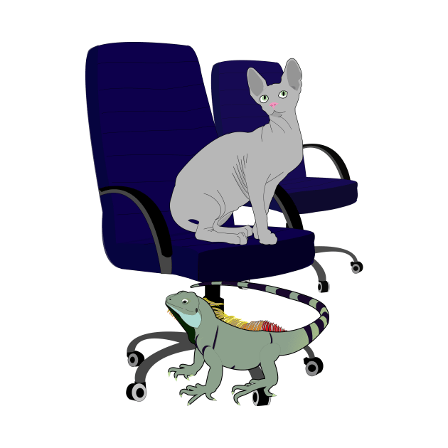 Chair, Iguana and Cat by momomoma