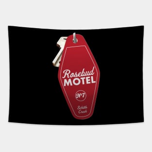 Schitt's Creek Rosebud Motel Key Tag Room 7, Retro design in red Tapestry