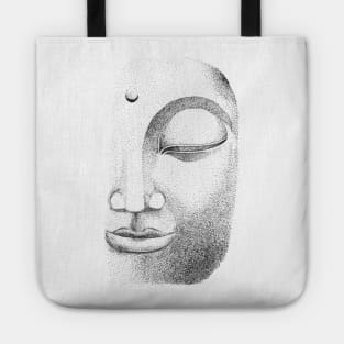 Hand drawn Buddha Face using dotwork Tote