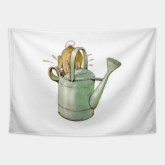 Beatrix Potter - Peter Rabbit stuck in watering can. Tapestry by QualitySolution