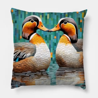 Mandarin Duck Animal Bird Art Decor Pillow