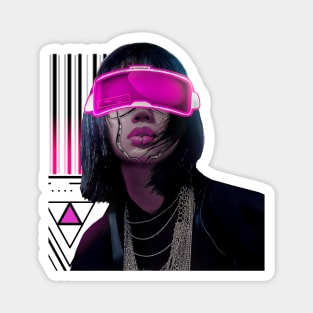 Neon Vaporwave Cyberpunk Girl Magnet