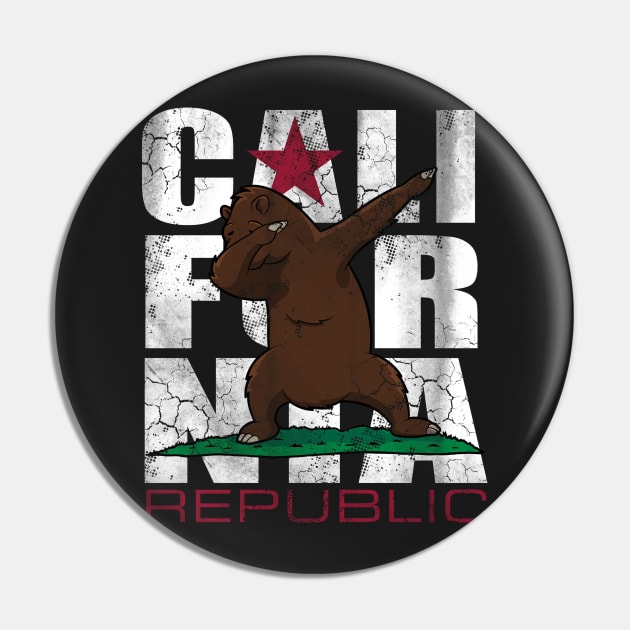 California Republic Flag Dabbing Bear Pin by E