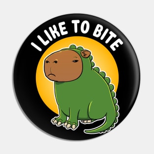 I like to bite Capybara Dinosaur Costume Pin