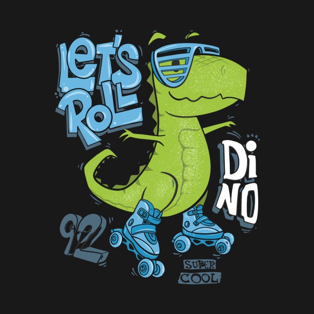 dinosaur on roller skates extreme sports on the street by drydenshops