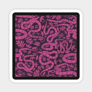 Snake block print pink Magnet