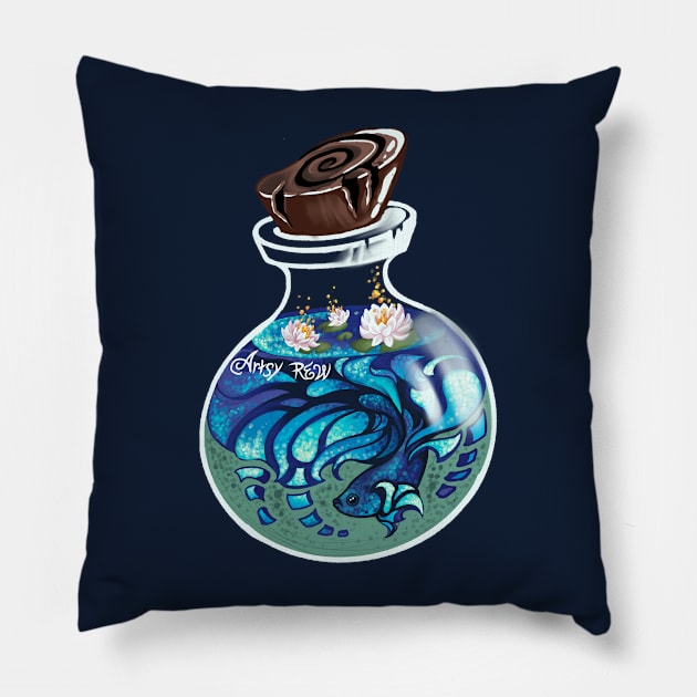 Indigo Beta Fish Potion Pillow by Artsy Rew