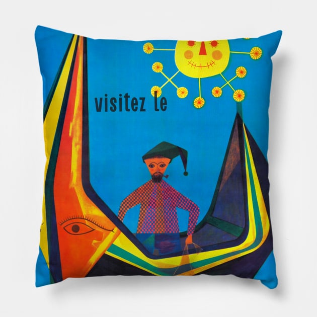 Vintage Travel Poster Portugal Visitez le portugal Pillow by vintagetreasure