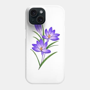 Crocus flower watercolor painting Phone Case