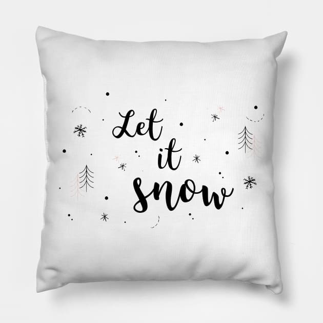 Let It Snow Winter Snowflake Design Pillow by JakeRhodes