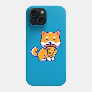 Cute Shiba Inu Dog Eating Pizza Cartoon Phone Case