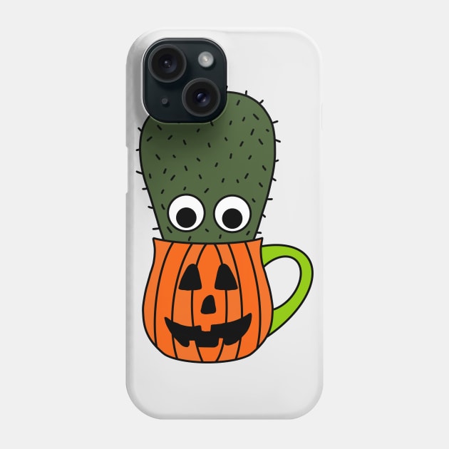 Cute Cactus Design #248: Small Cactus In Jack O Lantern Mug Phone Case by DreamCactus