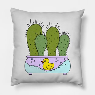 Cute Cactus Design #152: Funky Cacti In Bubble Bath Rubber Duck Pot Pillow