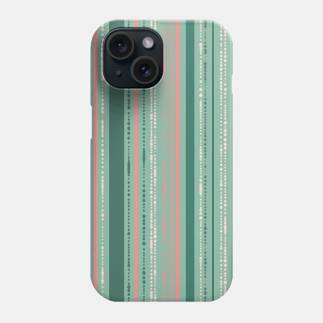 Pink and Teal Dotted Stripes Phone Case by Carolina Díaz