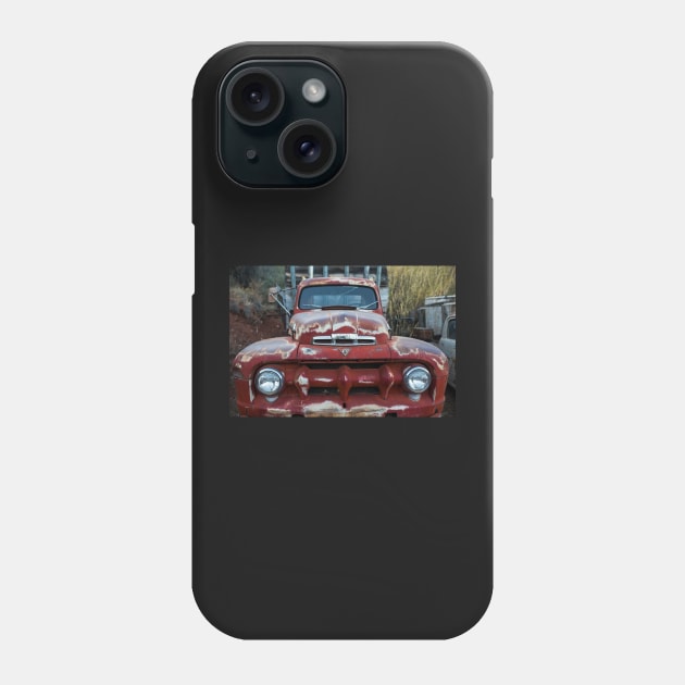 Jerome, AZ Junk Yard Ford V8 Red old Rusty Truck Phone Case by WayneOxfordPh