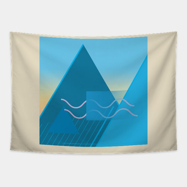 80s Style Aesthetic Desert Pyramids Design Tapestry by DankFutura