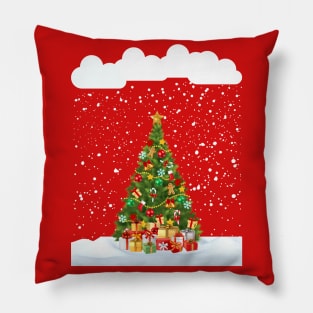 Christmas tree snowing outdoor Christmas tree in snowstorm snow lover Pillow