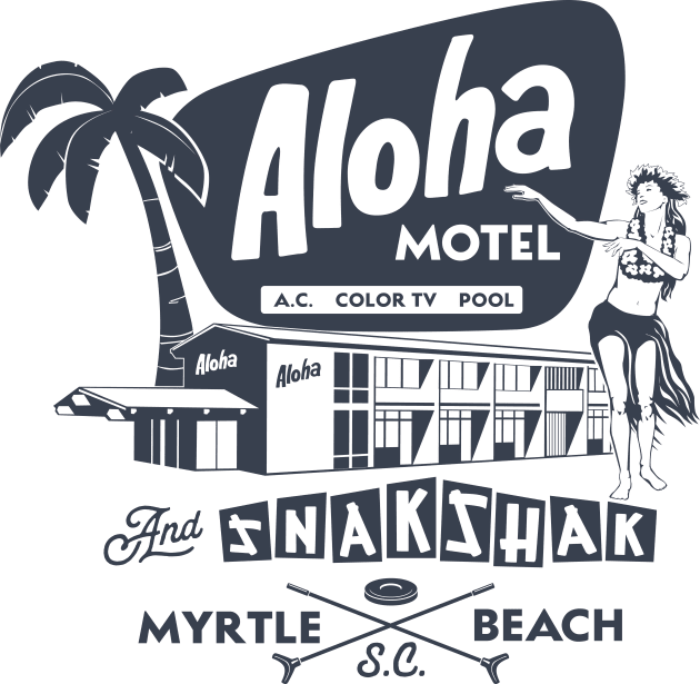 Aloha Motel hula Kids T-Shirt by stevethomasart