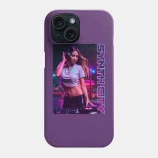SYNTH CITY - SYNTHWAVE Girl DJ Phone Case
