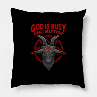 God Is Busy Can I Help You? - Baphomet Occult Gift Pillow