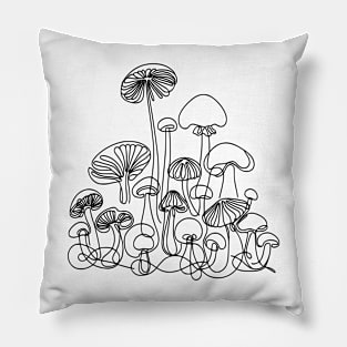 Mushrooms Line Drawing Pillow