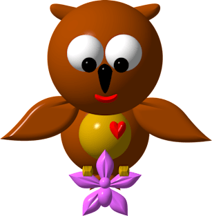 Cute Owl with an Orchid Magnet