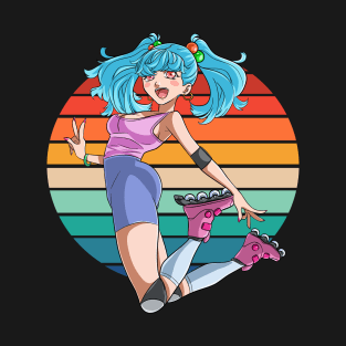 Roller Skate Girl Rollerblades Rollerblading Anime T-Shirt