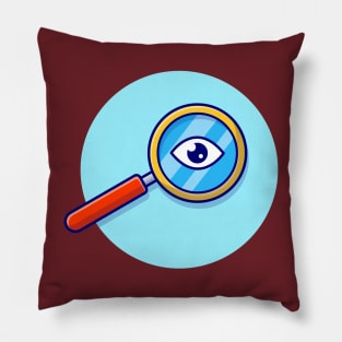 Magnifying Glass Cartoon Vector Icon Illustration Pillow