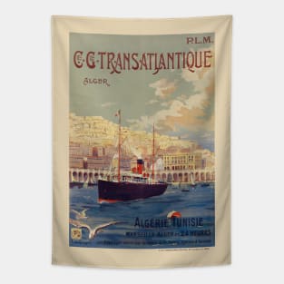 Transatlantique Alger Vintage Poster 1901 Tapestry