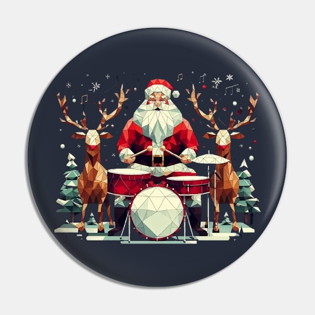 Christmas Santa Magician Drummer Pin by fadinstitute