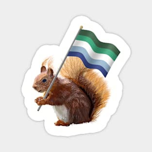 A Red Squirrel with a gay men's pride flag. Magnet