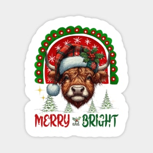 Funny Highland Cow Lover Xmas Magnet