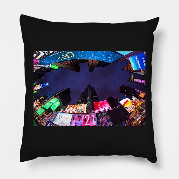 Looking up at Times Square New York Pillow by WayneOxfordPh