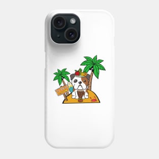 Funny english bulldog is on a deserted island Phone Case