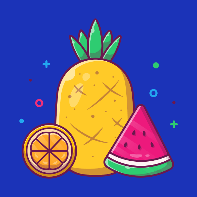 Pineapple, Orange With Watermelon Cartoon by Catalyst Labs