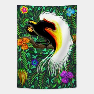 Paradise Bird Fire Feathers Tapestry