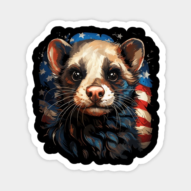 Patriotic Ferret Magnet by JH Mart