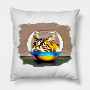 A Cat in a Fishbowl Pillow