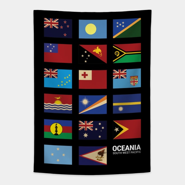 Oceania Country Flags Set Tapestry by KewaleeTee