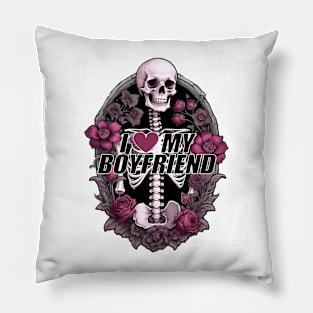 I love my boyfriend floral skull Pillow