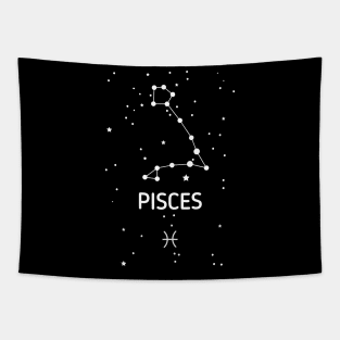 Pisces Zodiac Sign Constellation (White Print) Tapestry